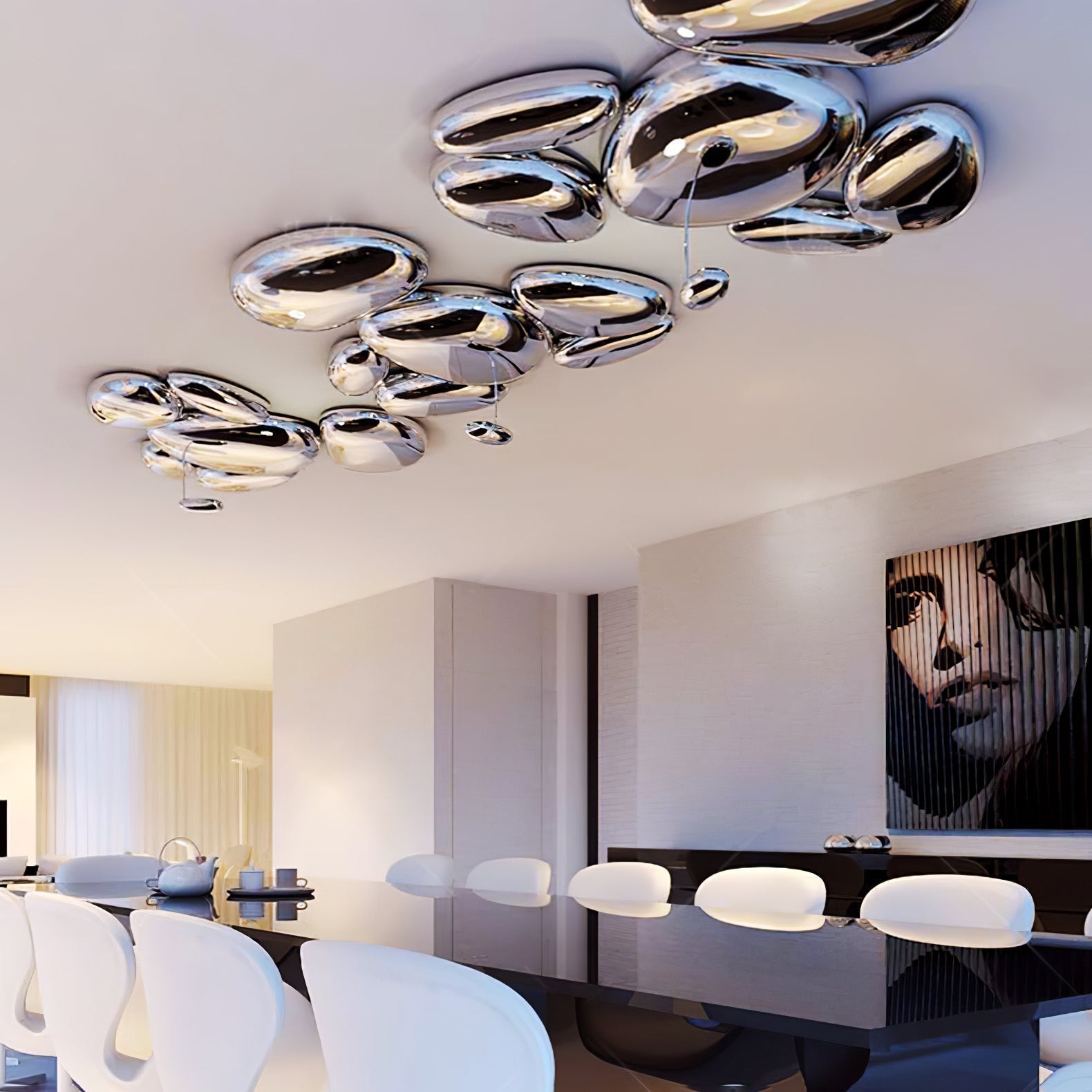 Vostix Ceiling Lamp Chrome Pebble Modern