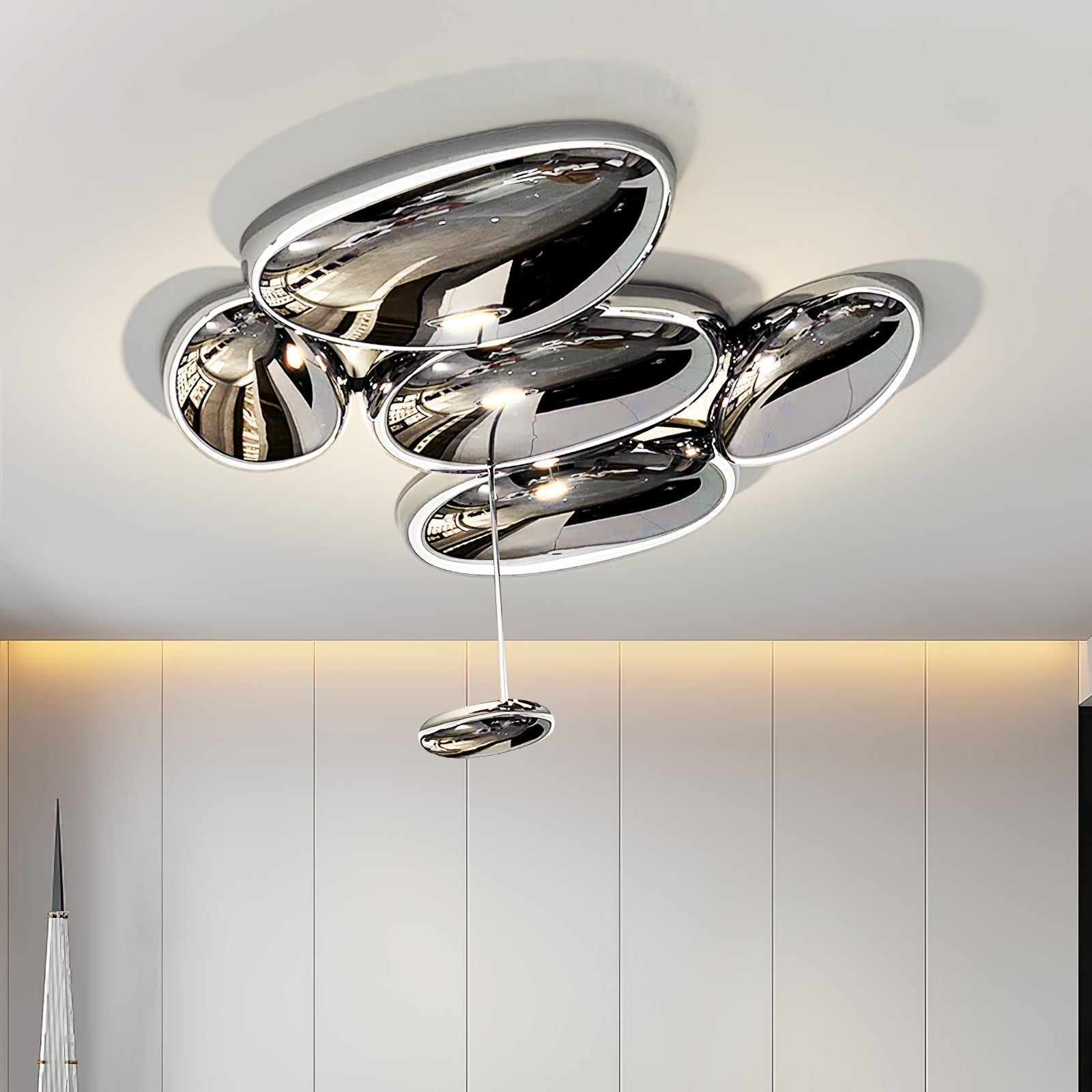 Vostix Ceiling Lamp Chrome Pebble Modern