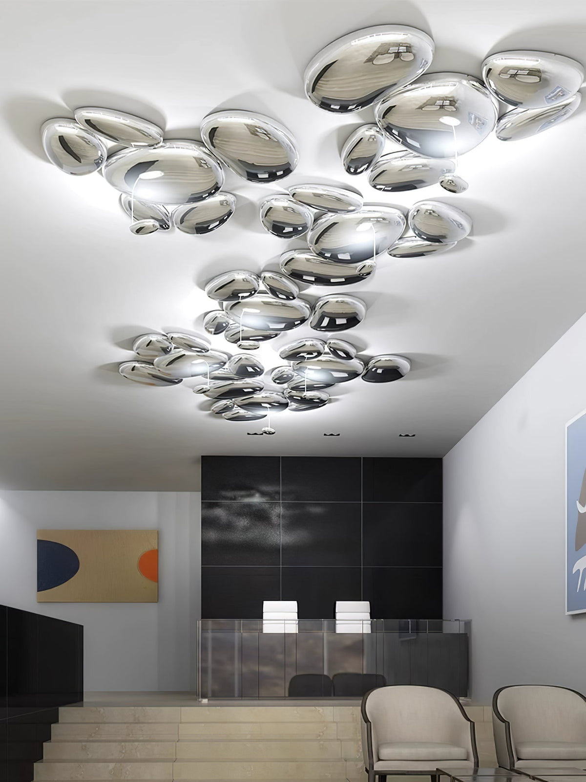 Vostix Ceiling Lamp Chrome Pebble Modern