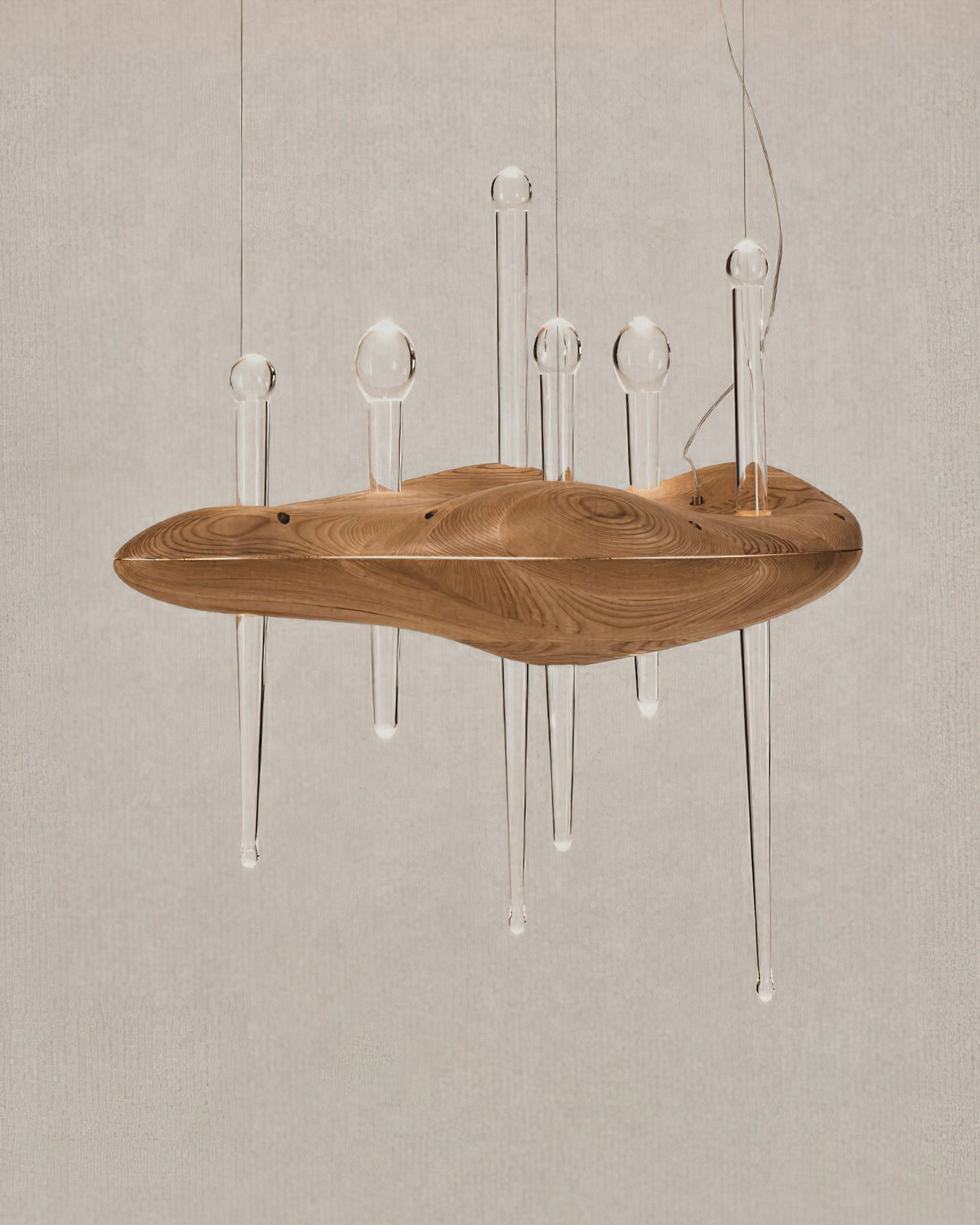 Umare Whimsical Oak Glass Pendant Light