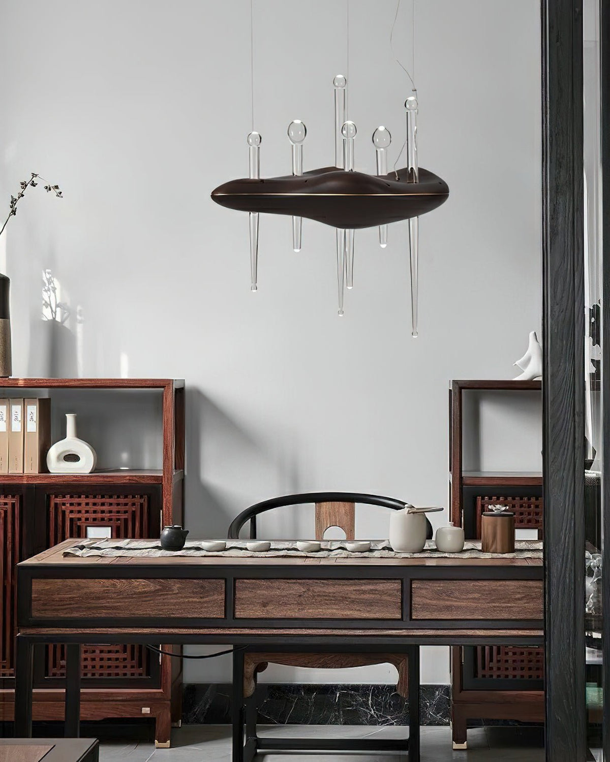 Umare Whimsical Oak Glass Pendant Light