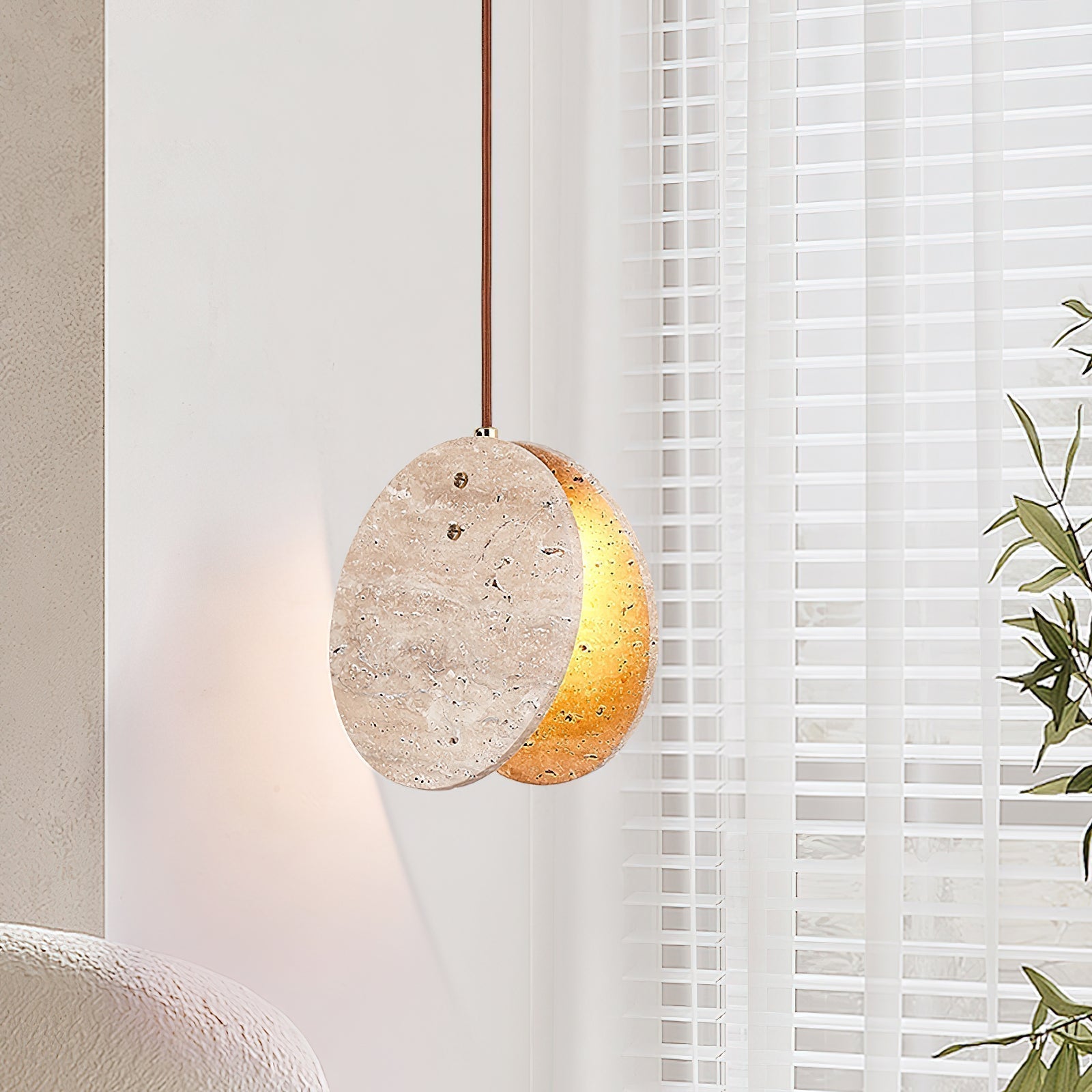Sern Crescent Travertine Pendant Light