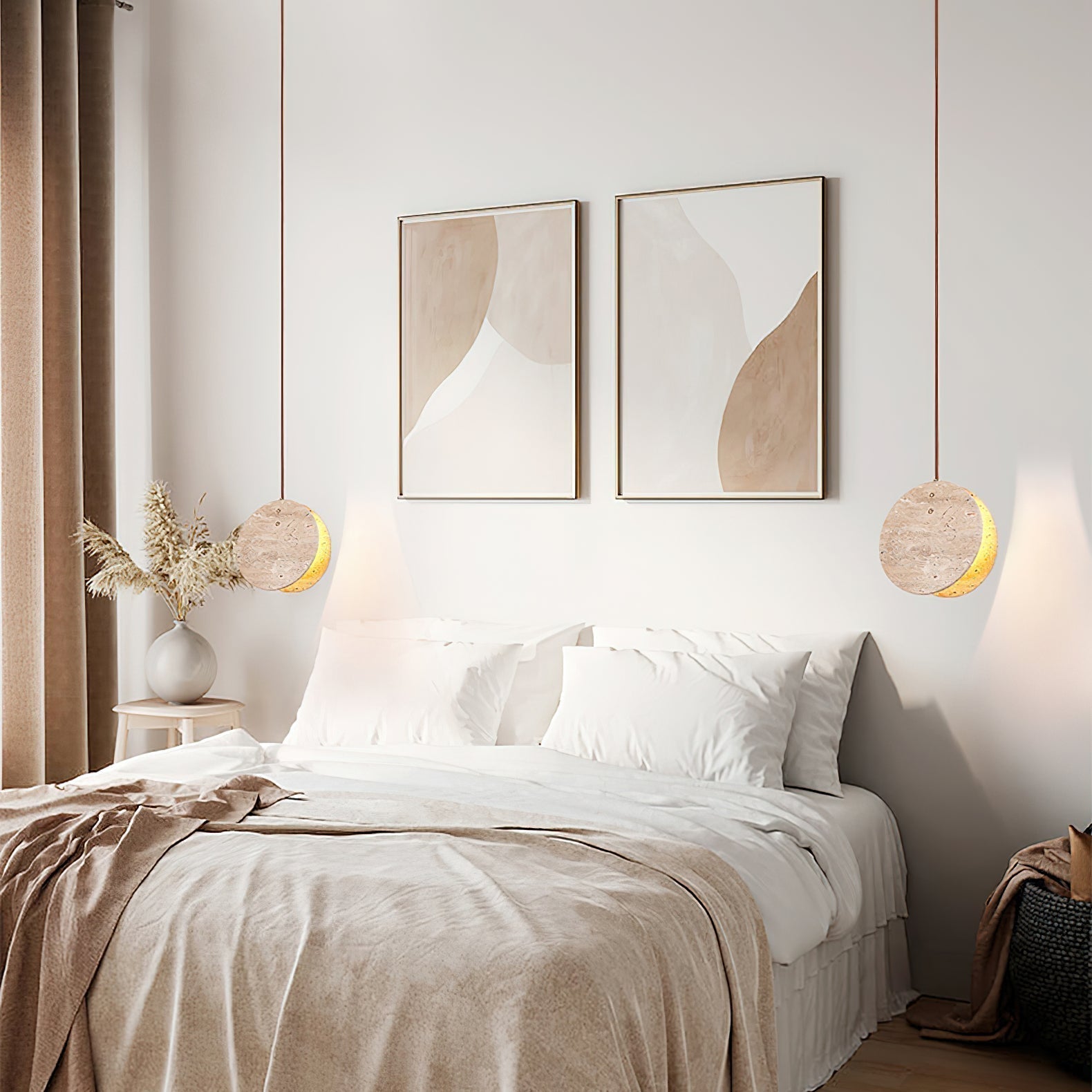 Sern Crescent Travertine Pendant Light