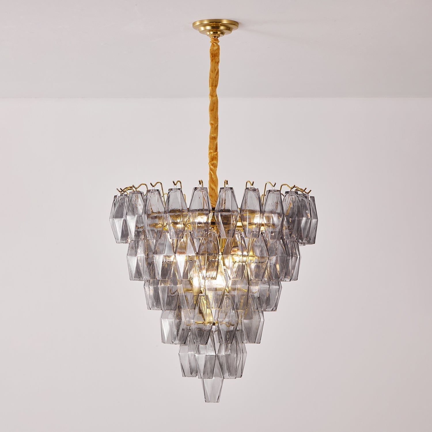 Cyranelle Chandelier Smoke Gray Inverted Crystal Prism