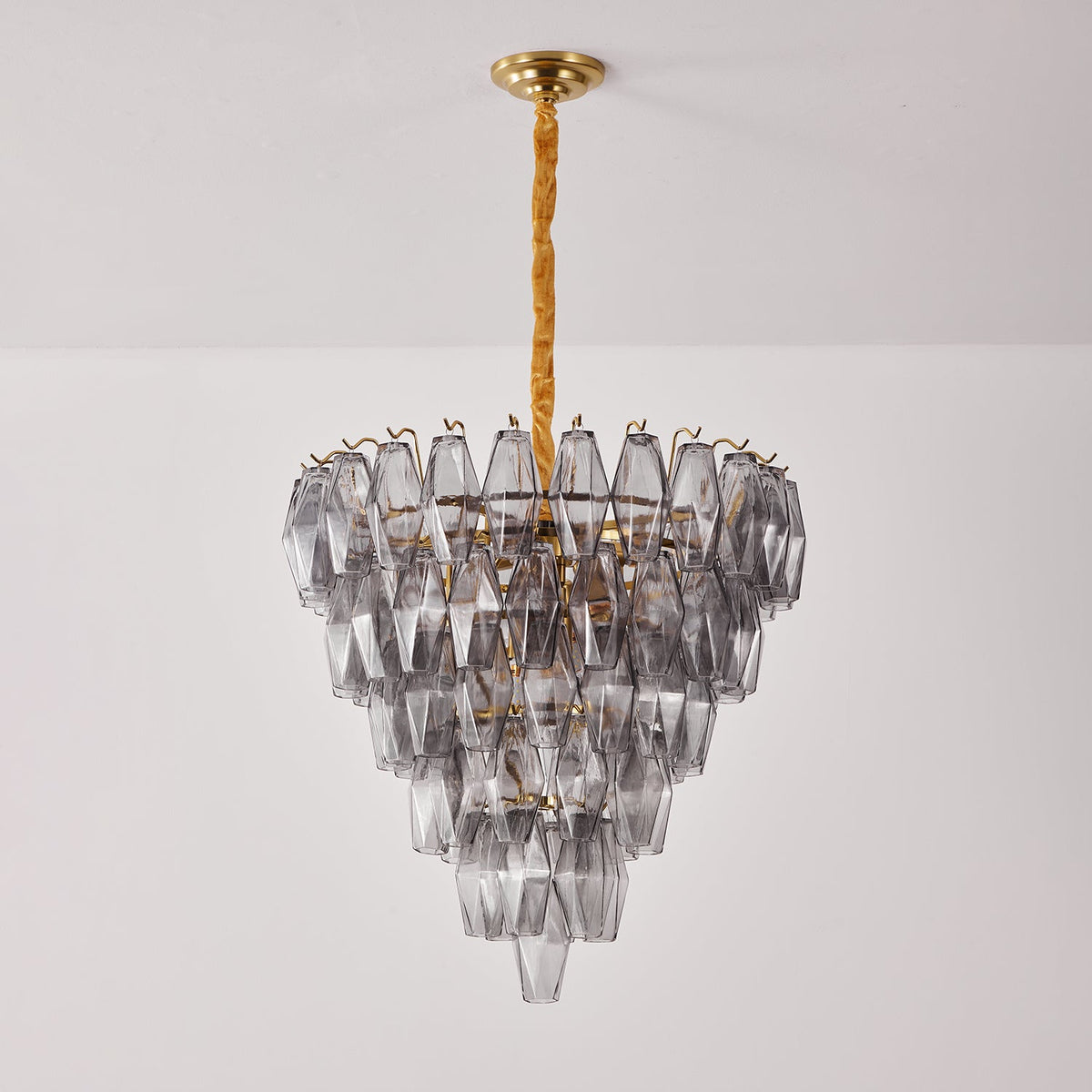 Cyranelle Chandelier Smoke Gray Inverted Crystal Prism