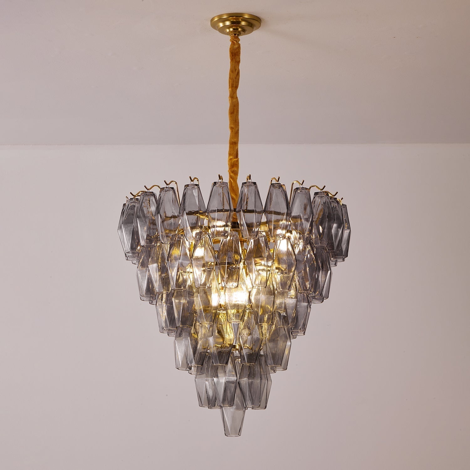 Cyranelle Chandelier Smoke Gray Inverted Crystal Prism