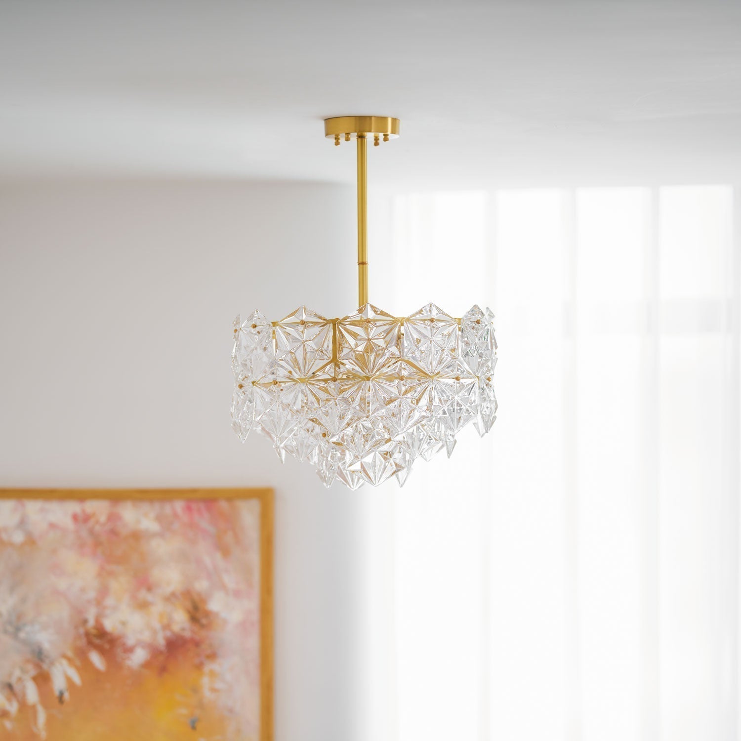 Eirararia Chandelier Snowflake Glass Gold