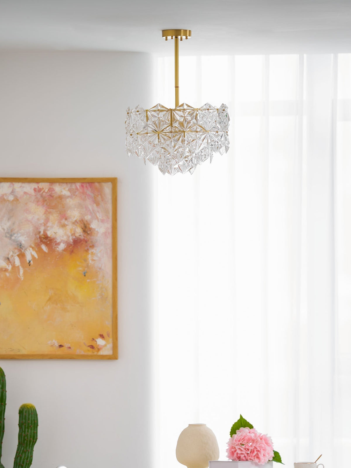 Eirararia Chandelier Snowflake Glass Gold