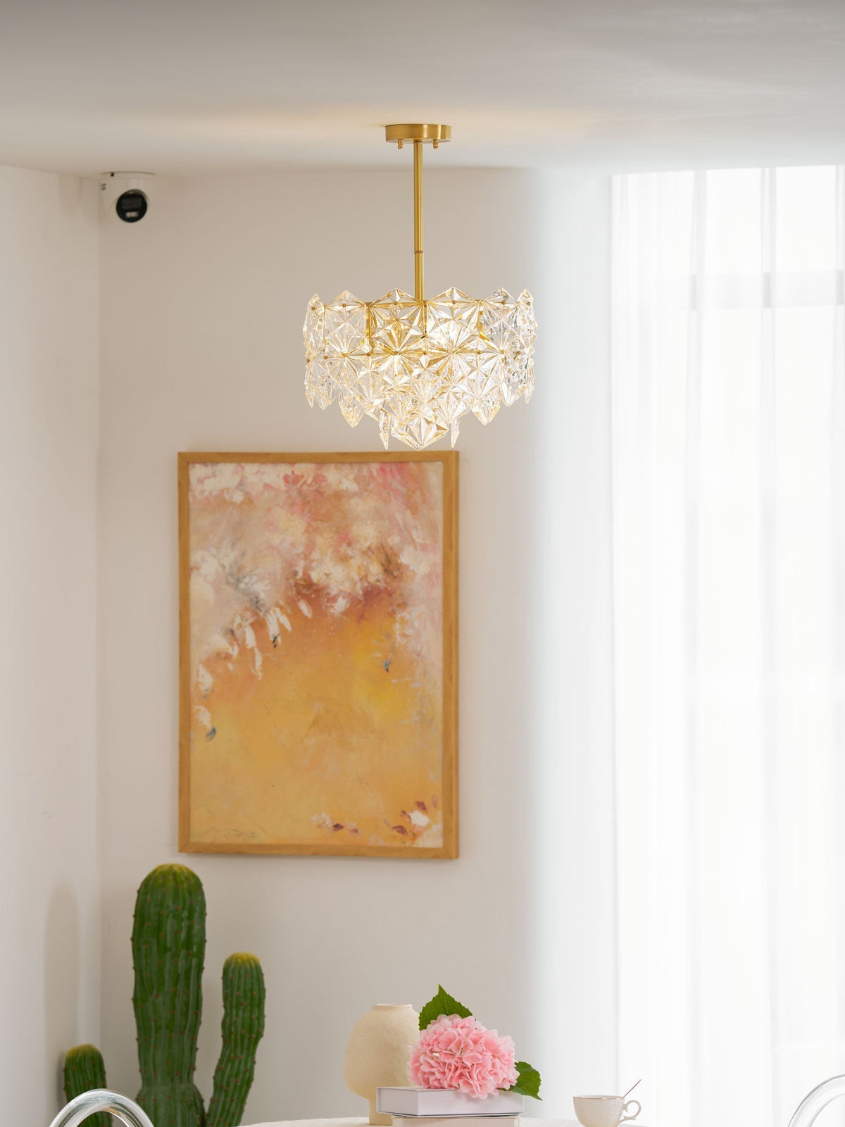 Eirararia Chandelier Snowflake Glass Gold