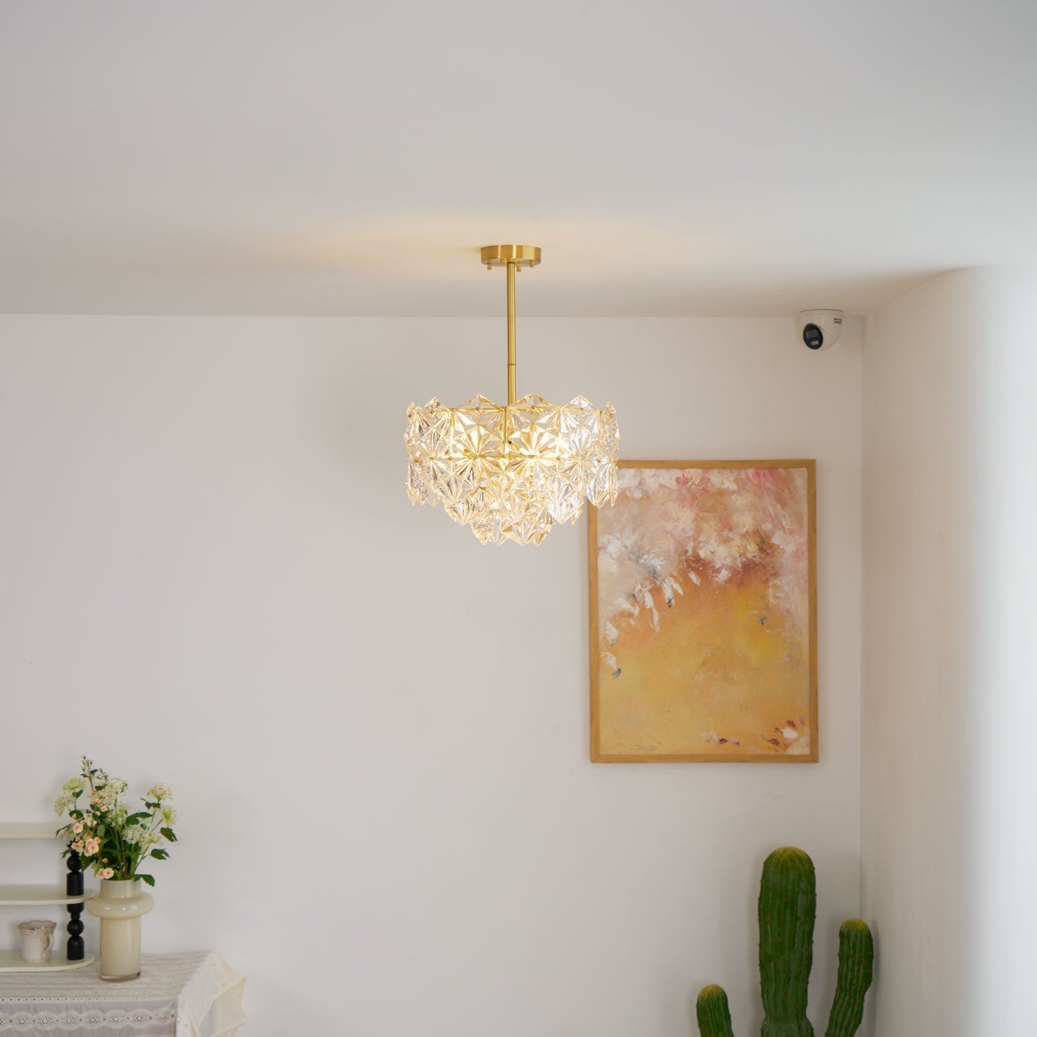 Eirararia Chandelier Snowflake Glass Gold
