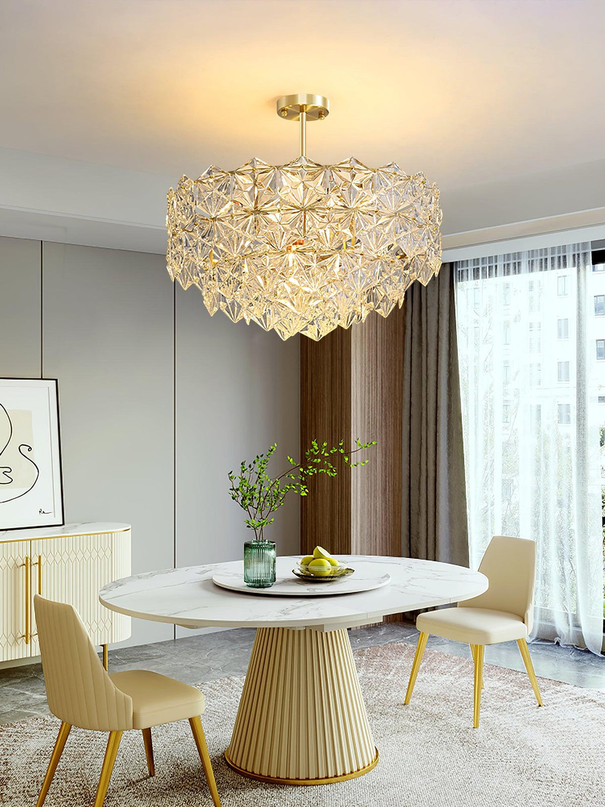 Eirararia Chandelier Snowflake Glass Gold