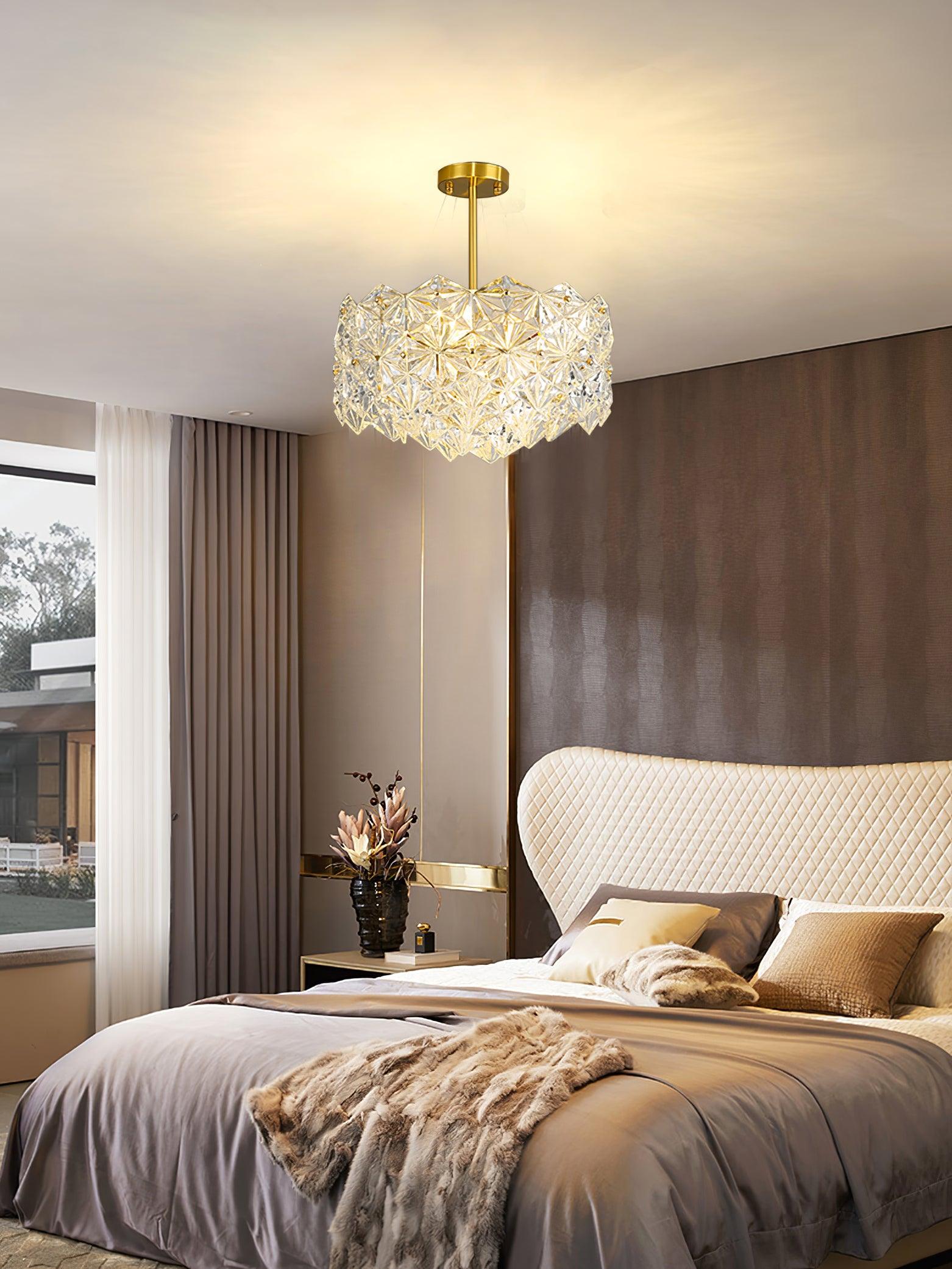 Eirararia Chandelier Snowflake Glass Gold