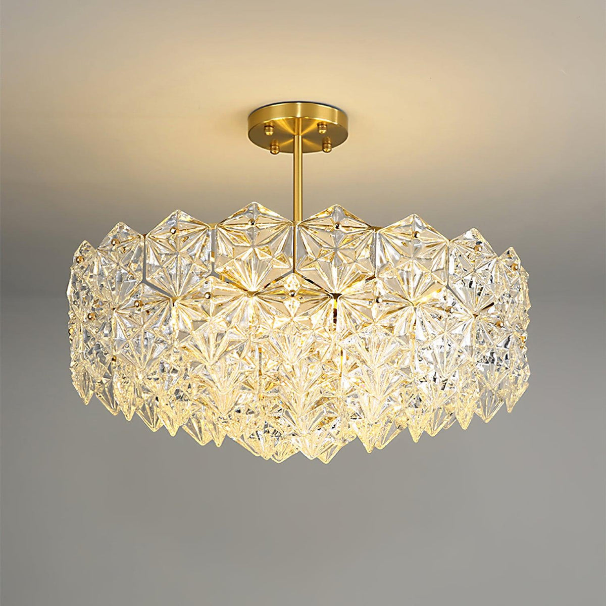 Eirararia Chandelier Snowflake Glass Gold