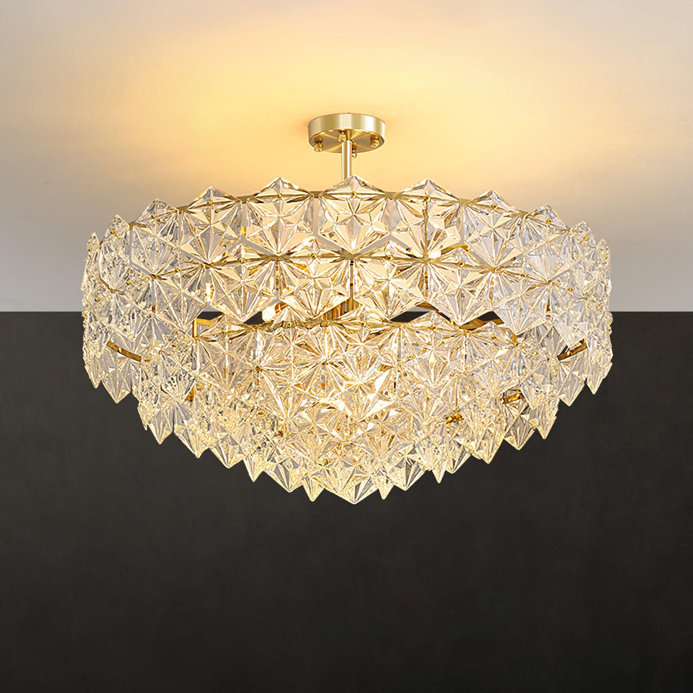 Eirararia Chandelier Snowflake Glass Gold