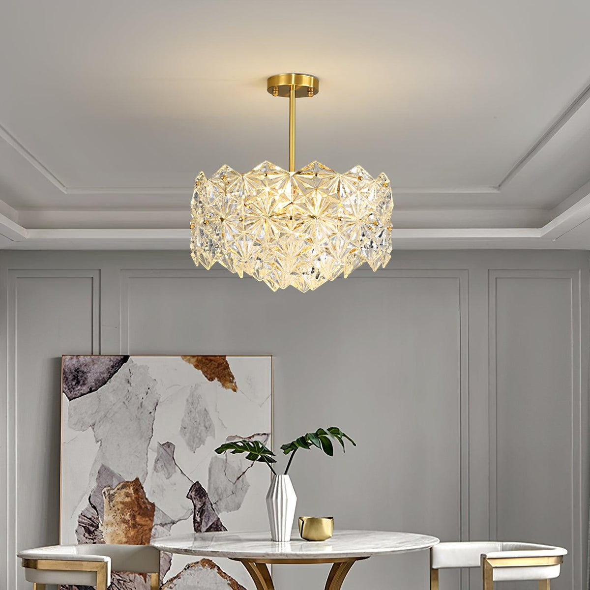 Eirararia Chandelier Snowflake Glass Gold