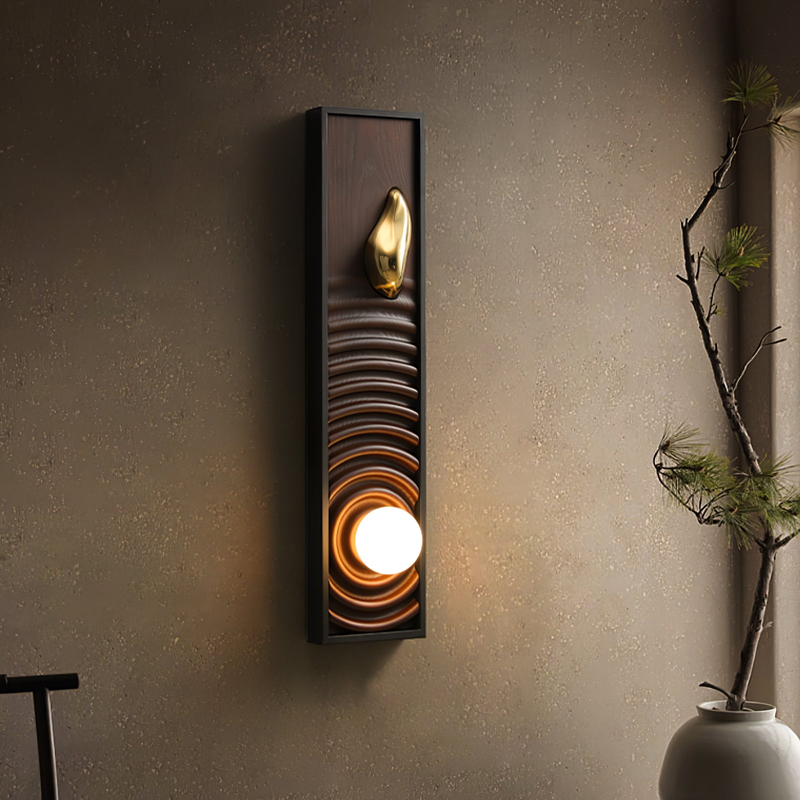 Caleb Vintage Wood Wall Lamp