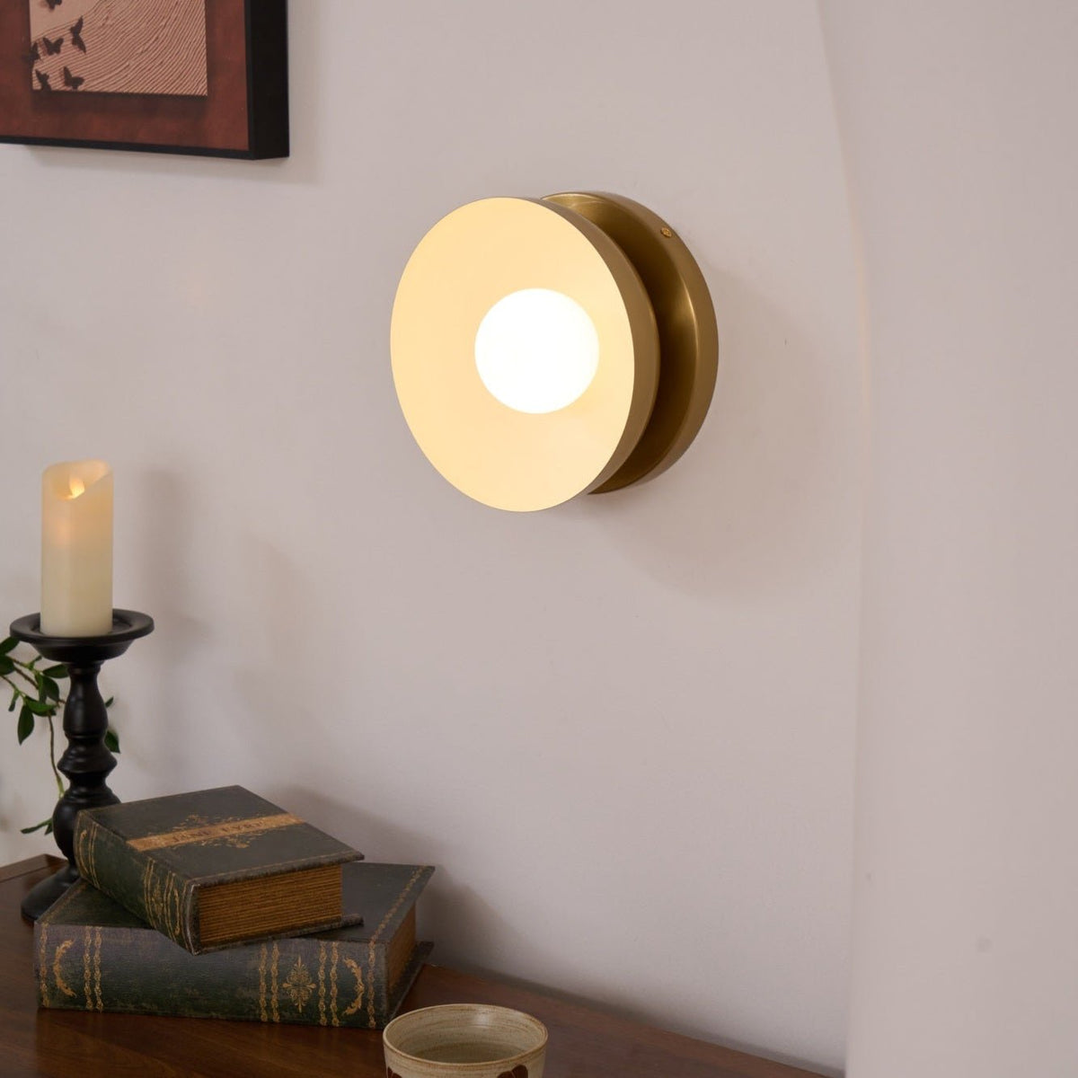 Eirearia Modern Minimalist Solar Eclipse Brass Glass Wall Light