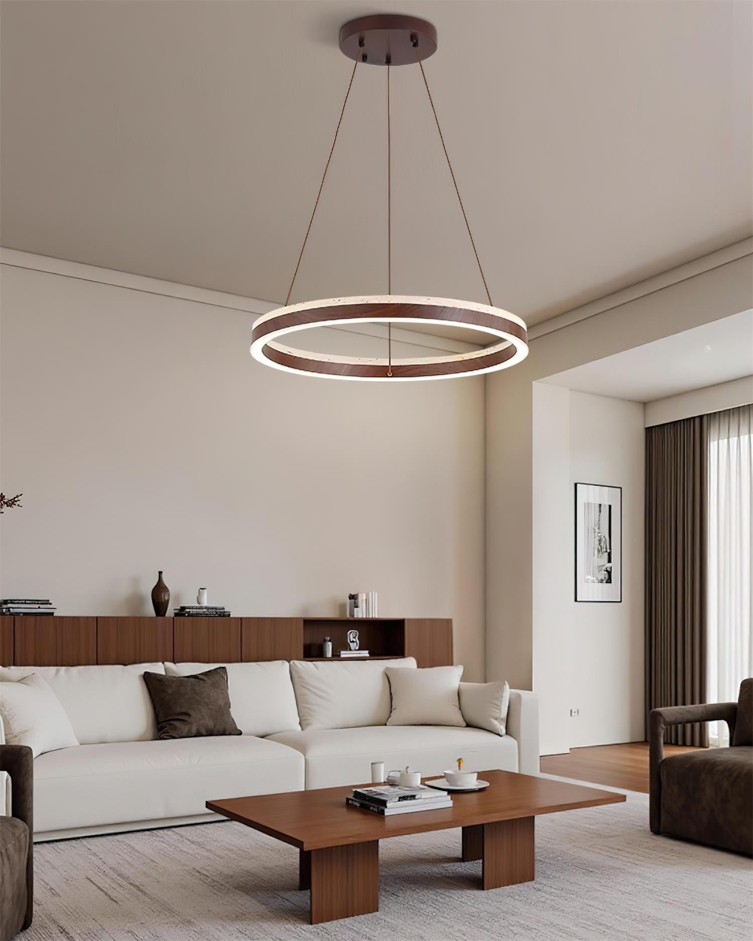 Ritta Chandelier Travertine Geometry Ring - Neutral Decor