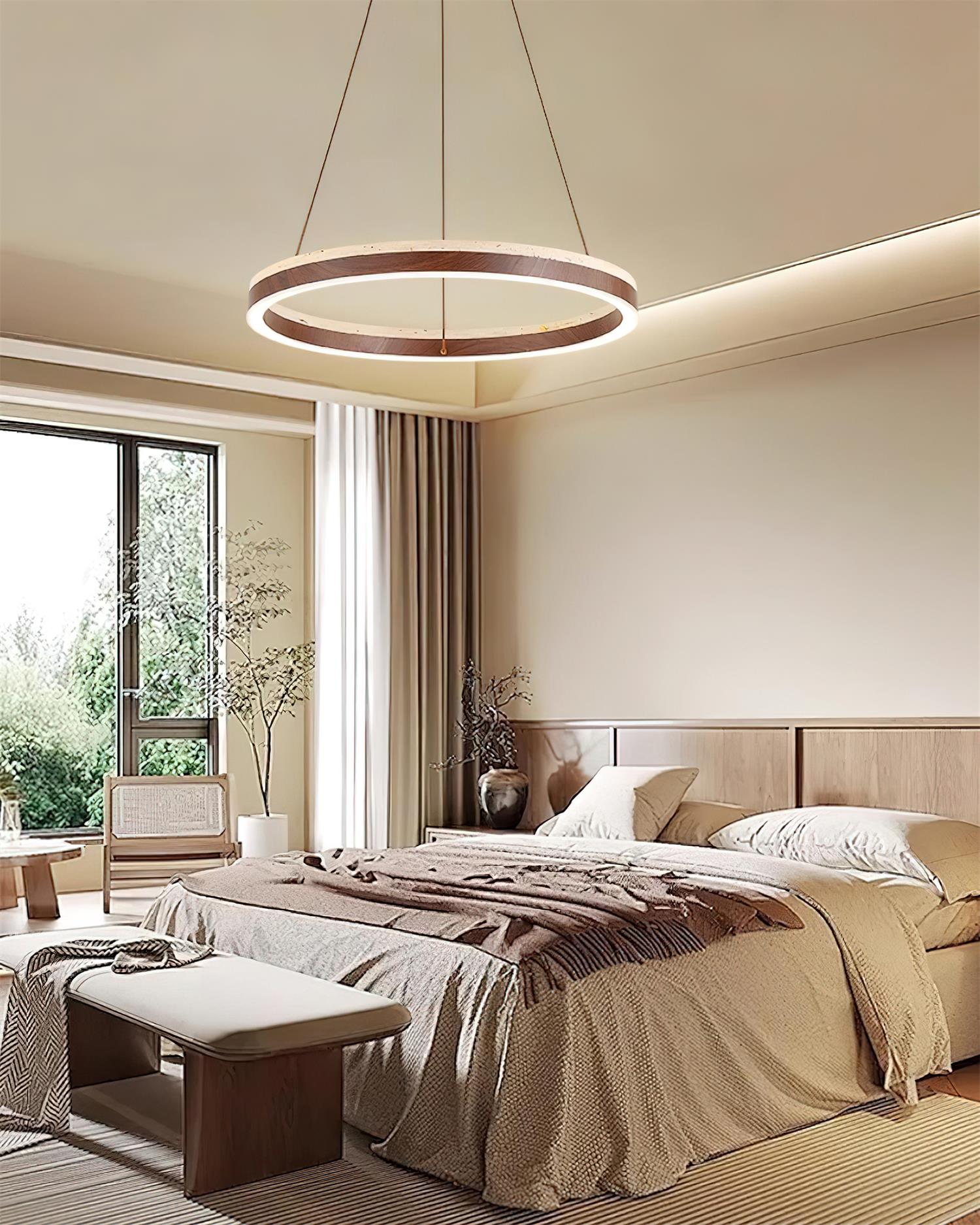 Ritta Chandelier Travertine Geometry Ring - Neutral Decor