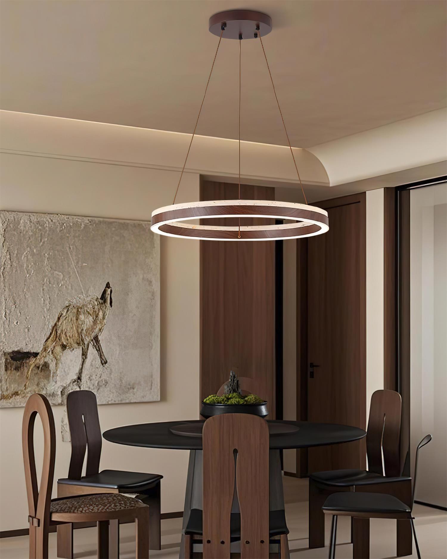 Ritta Chandelier Travertine Geometry Ring - Neutral Decor