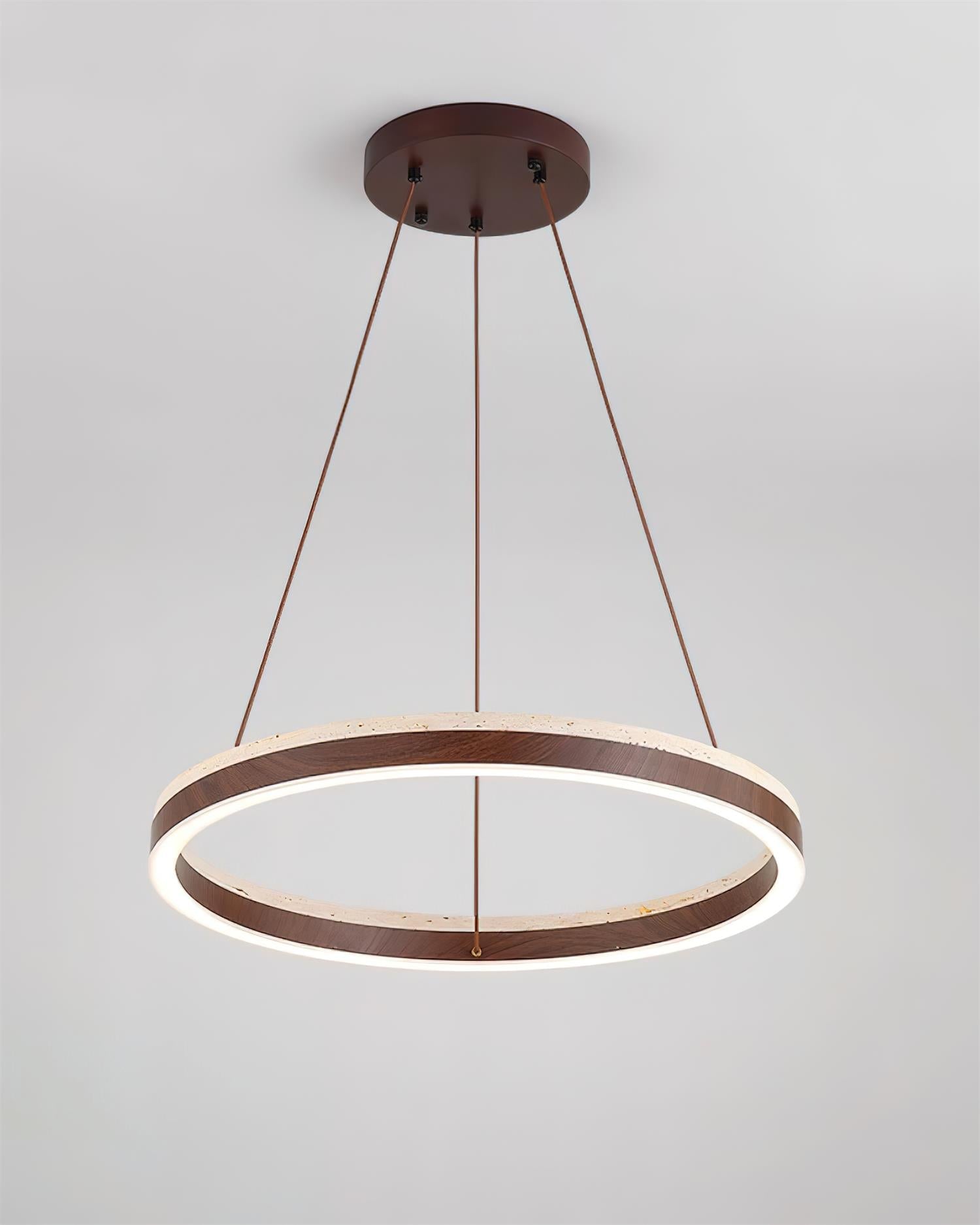 Ritta Chandelier Travertine Geometry Ring - Neutral Decor
