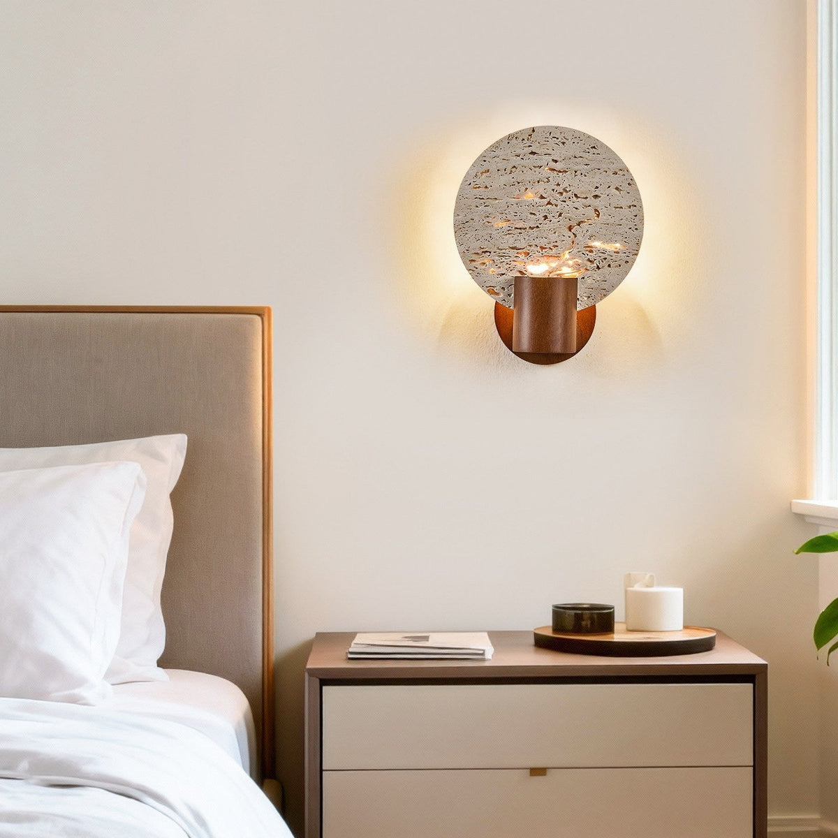 Taveiella Travertine Round Wall Light