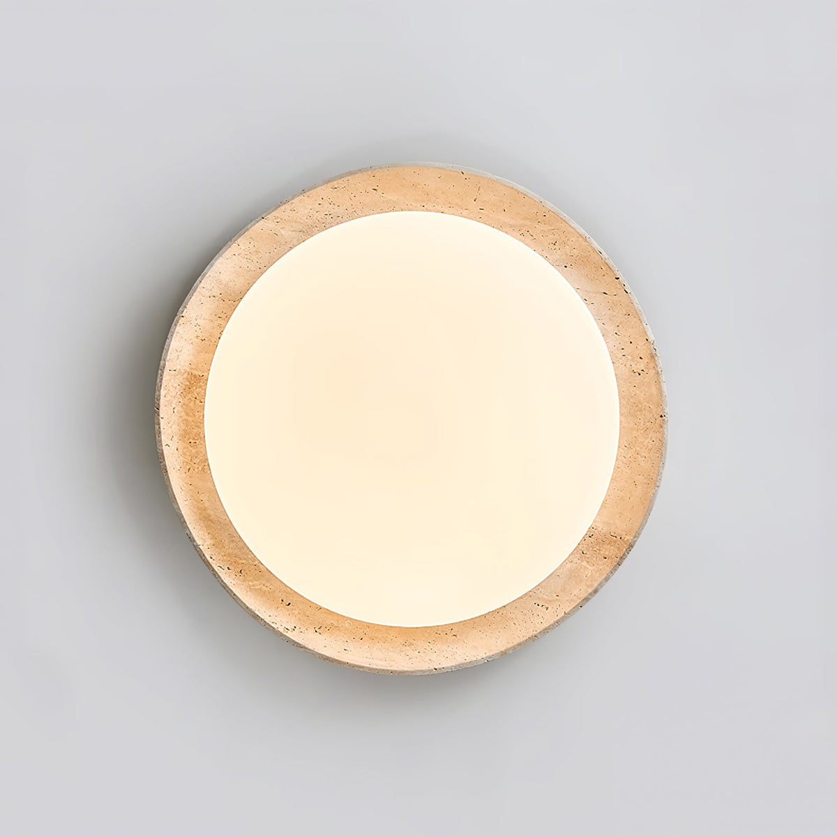 Adoros Rimmed-Circle Travertine Ceiling Light