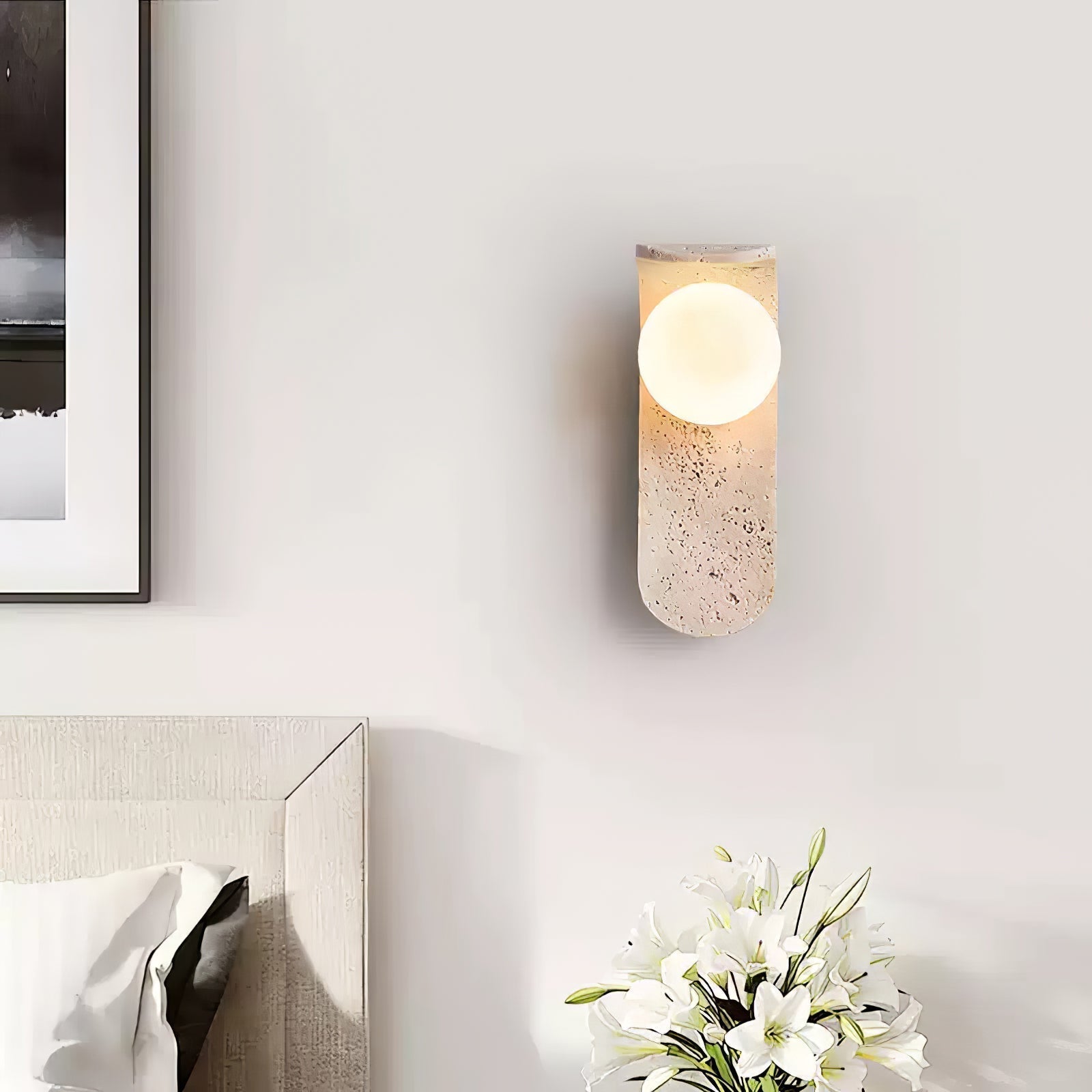 Arkoviel Sconce-Frame Travertine Wall Light