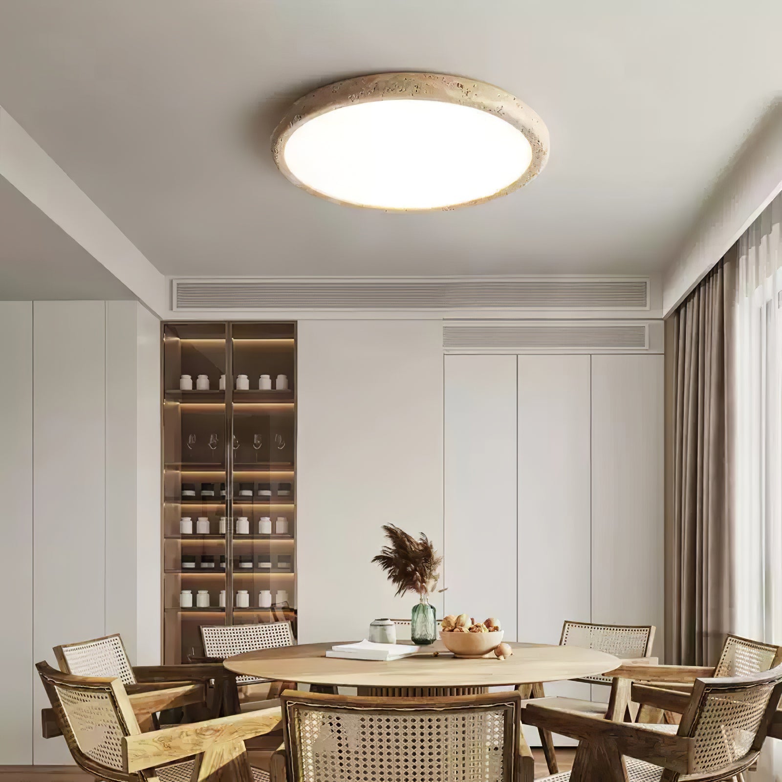 Aurrina Ring Frame Travertine Ceiling Light