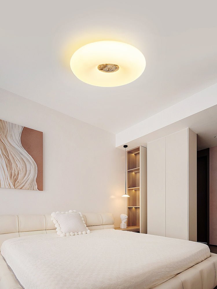 Flen Yellow Travertine Ring Ceiling Light