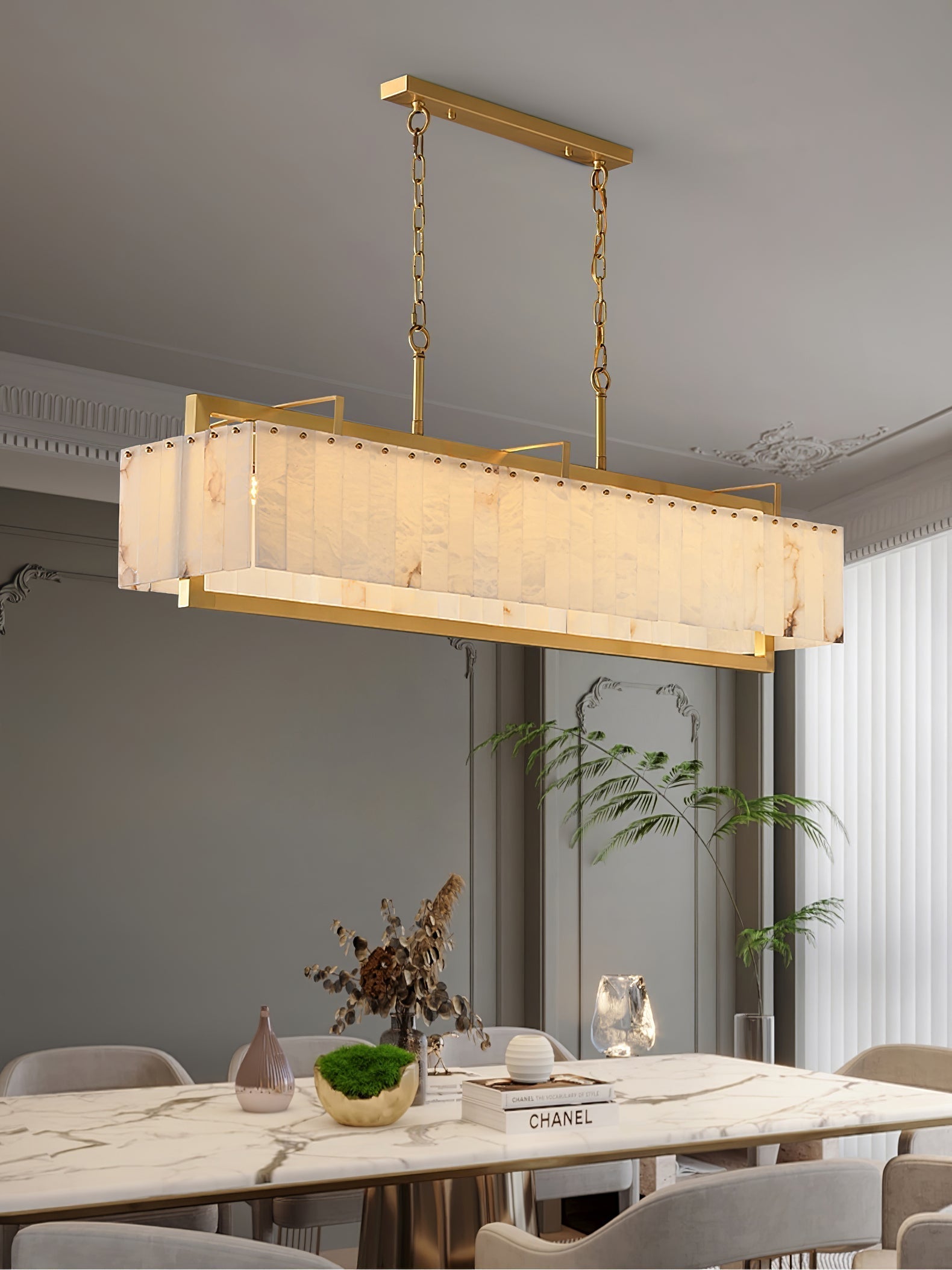 Nivivenne Rectangular Alabaster Pendant Light