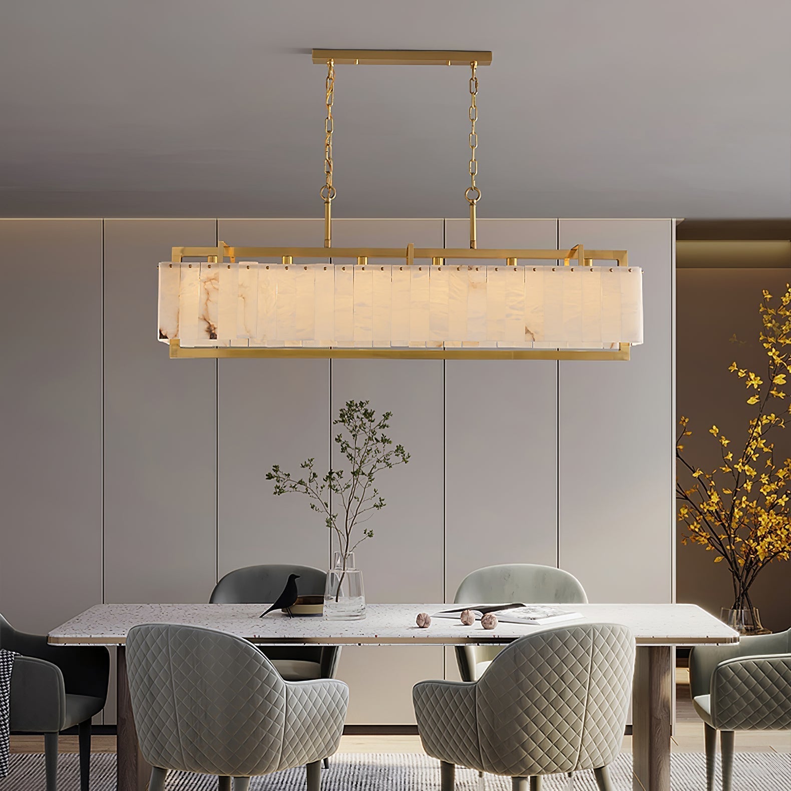 Nivivenne Rectangular Alabaster Pendant Light