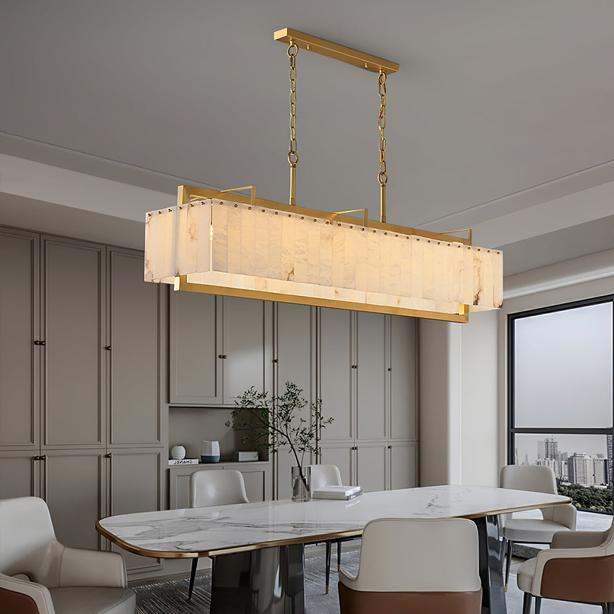 Nivivenne Rectangular Alabaster Pendant Light