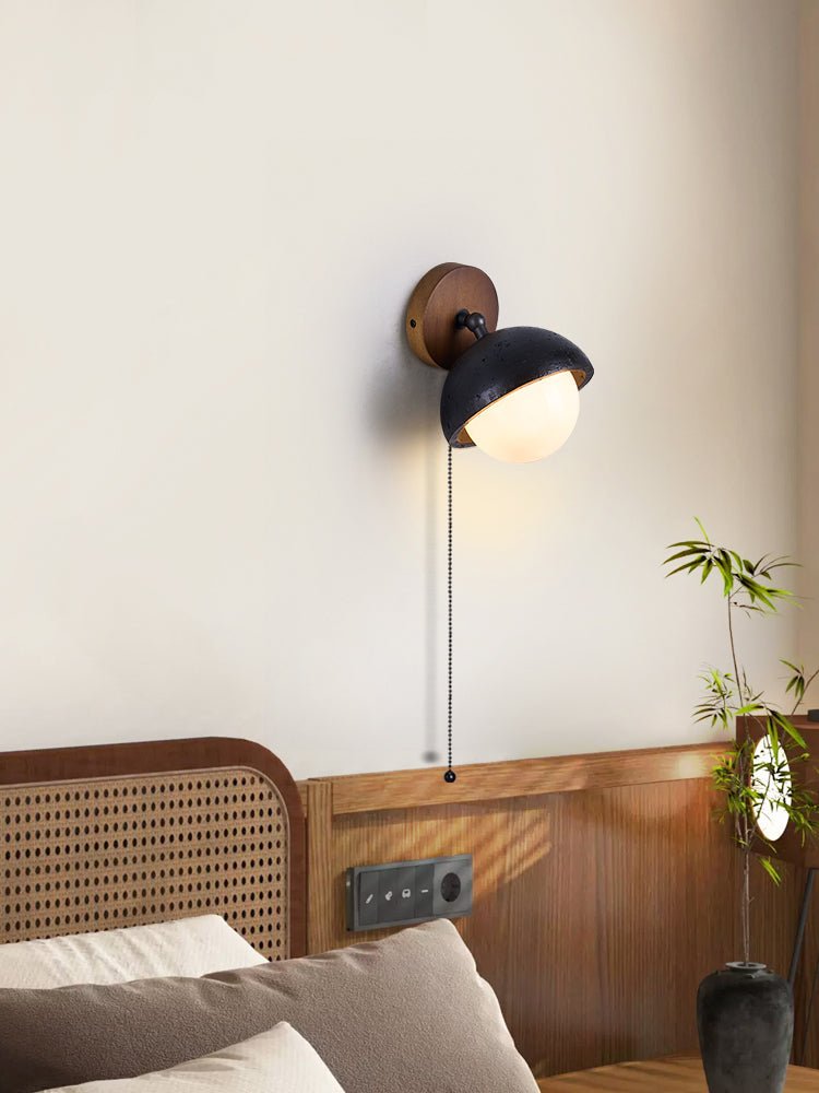 Serenaria Globe Black Travertine Pivot Sconce