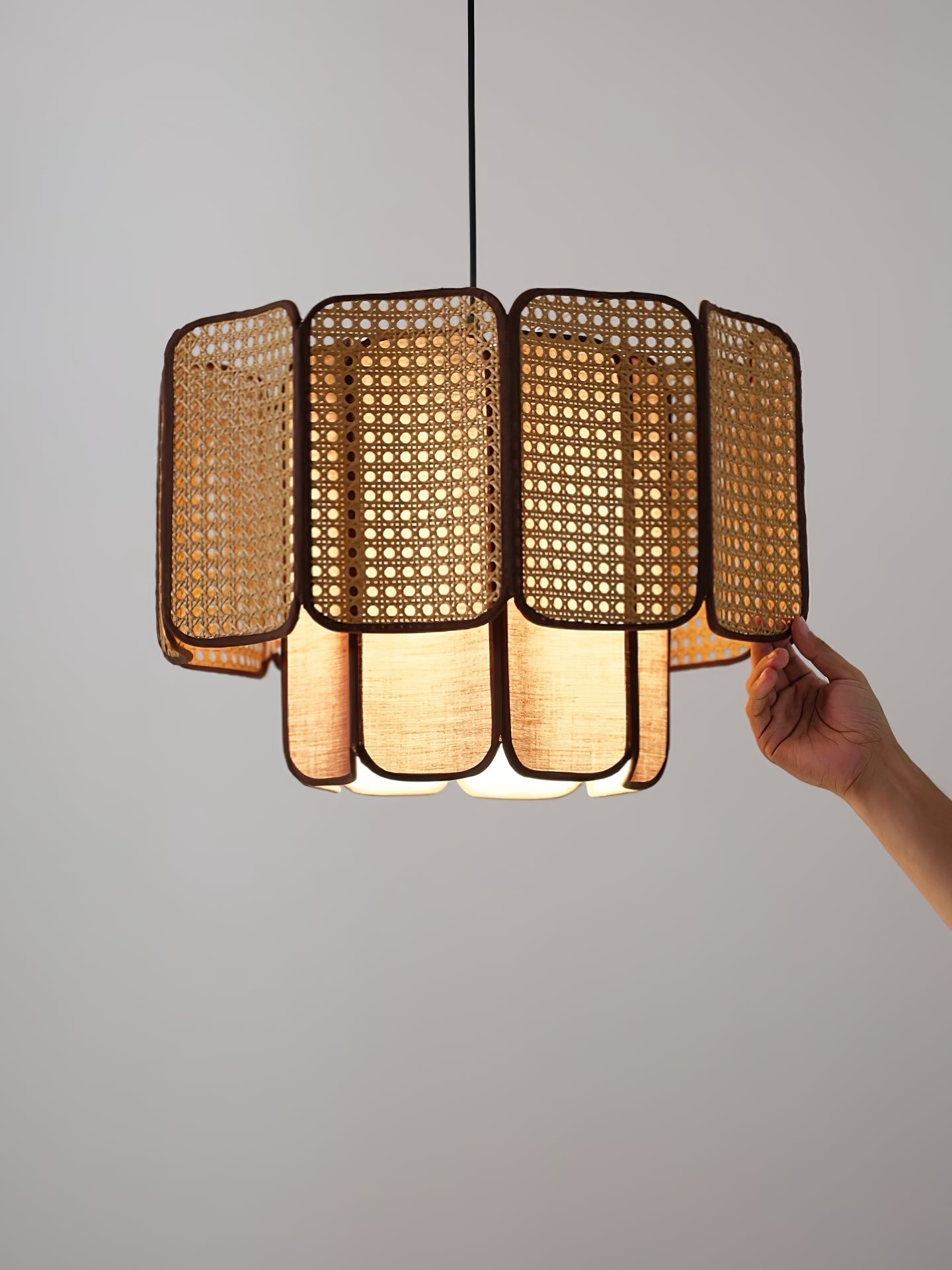 Cane Vintage Fabric Pendant Lamp