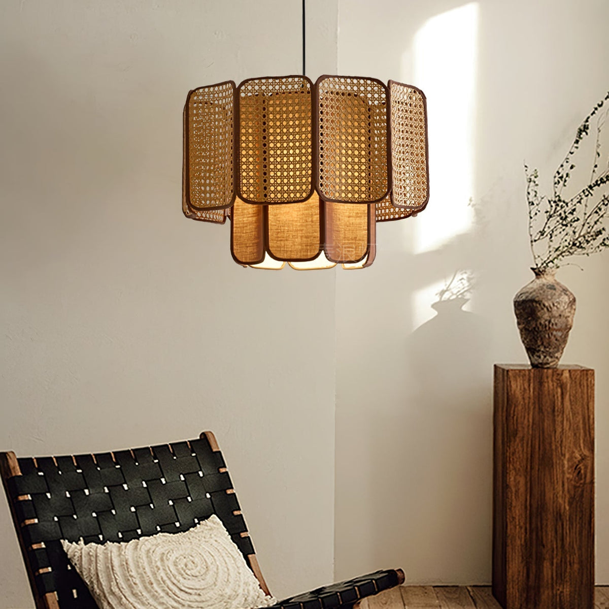 Cane Vintage Fabric Pendant Lamp