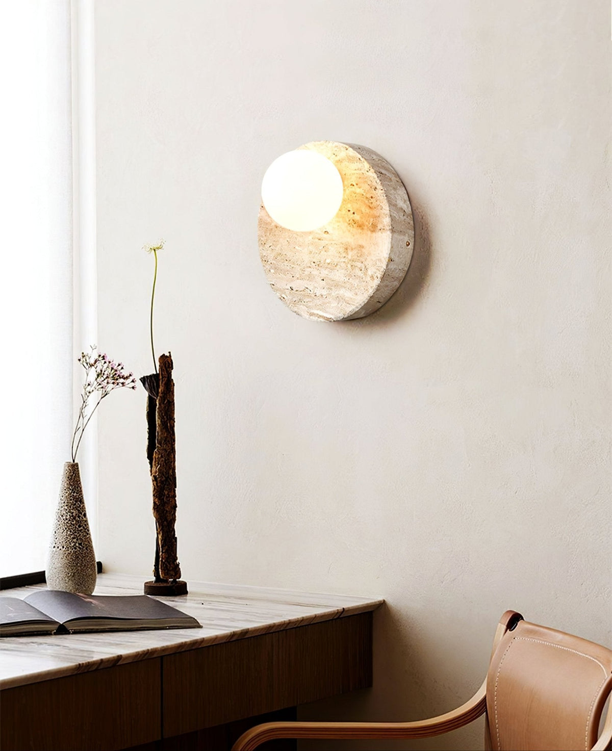 Kivros Travertine Sconce