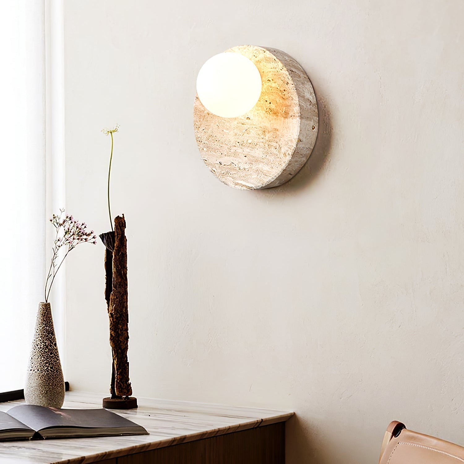 Kivros Travertine Sconce