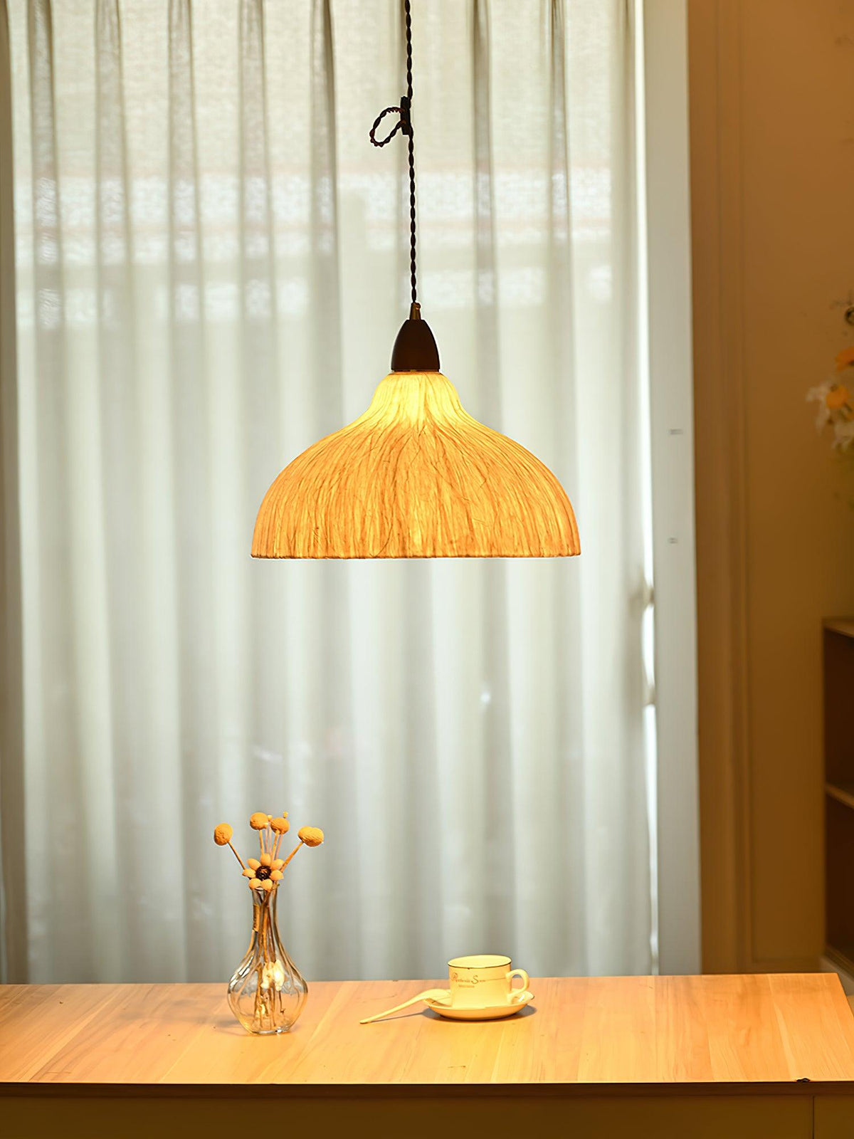 Locan Paper & Wood Pendant Lamp