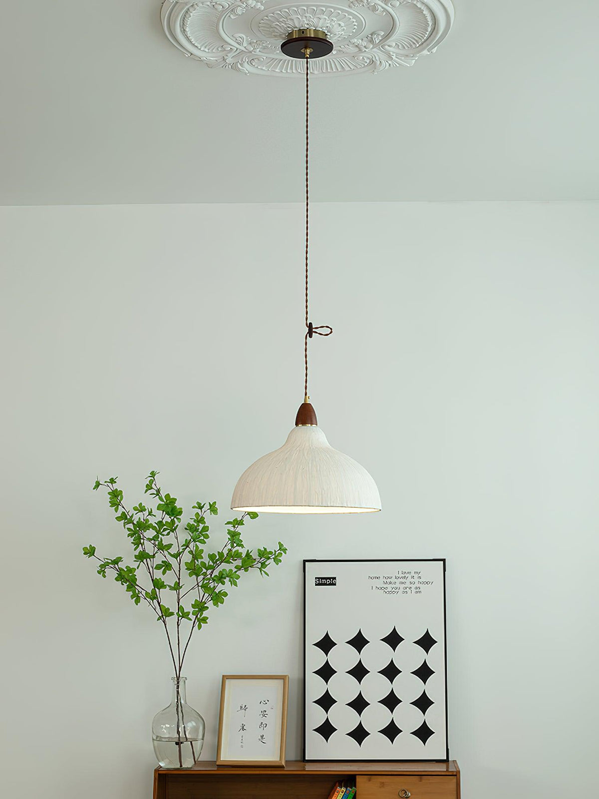 Locan Paper & Wood Pendant Lamp