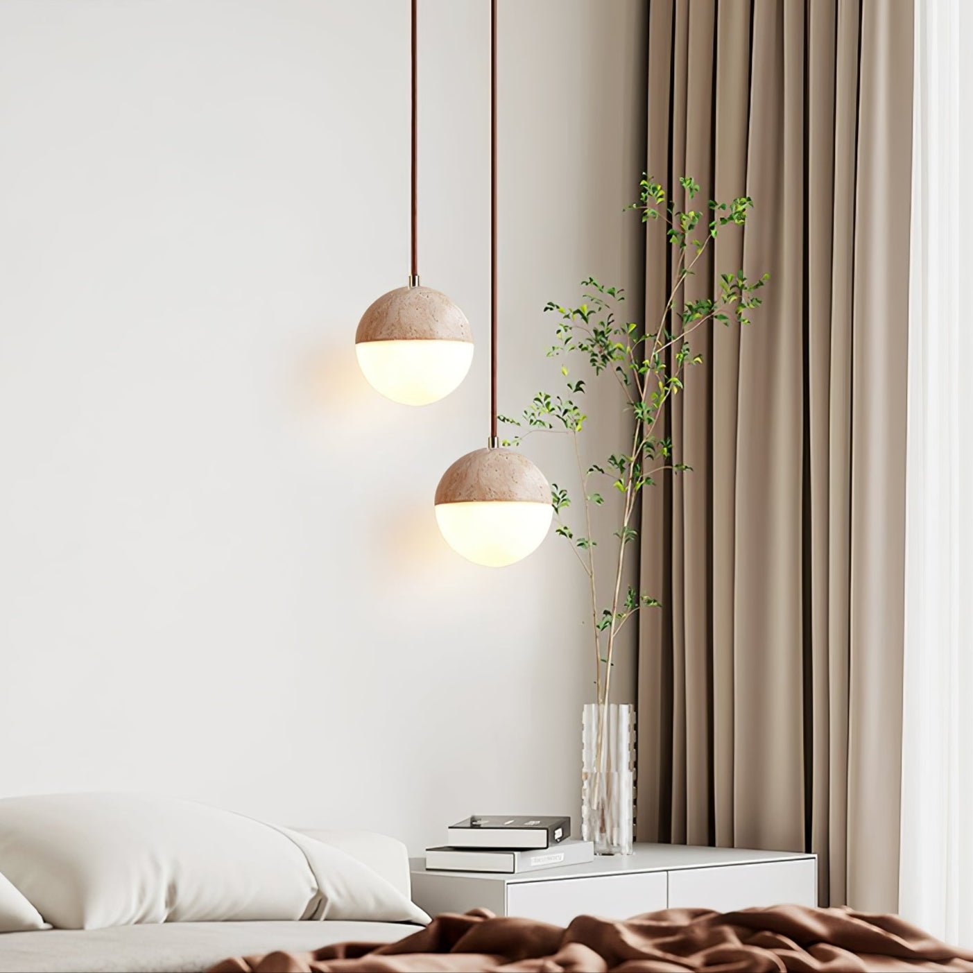 Soren Minimalist Travertine Pendant Light