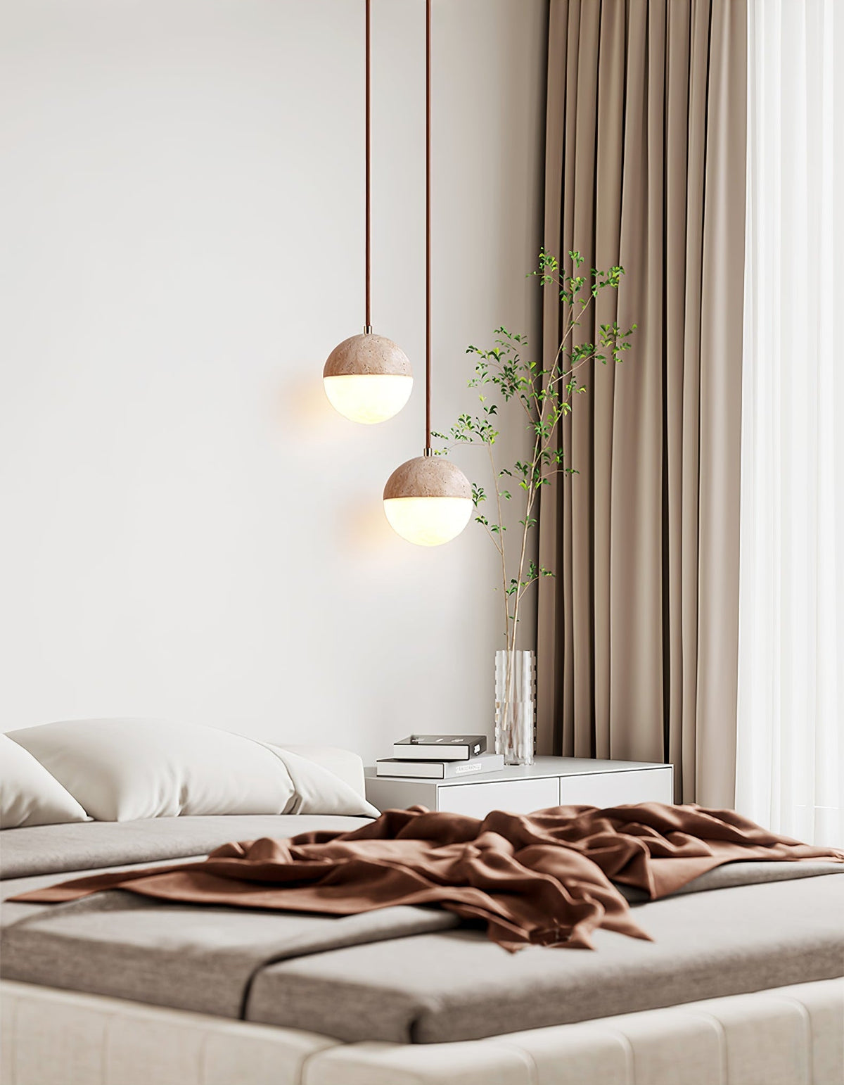 Soren Minimalist Travertine Pendant Light