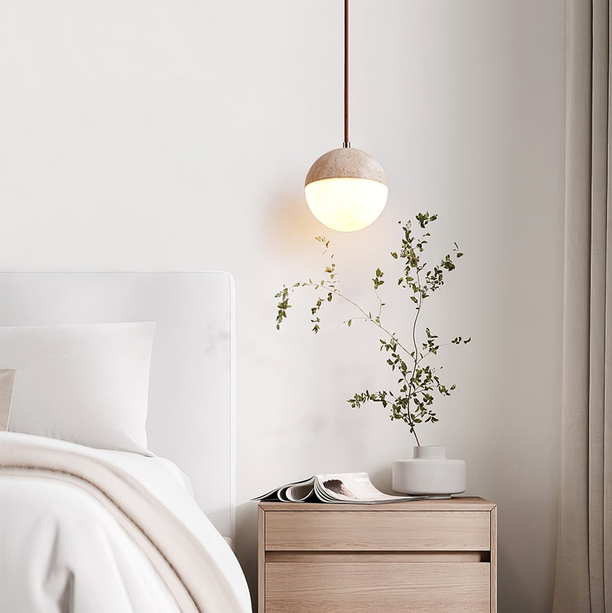 Soren Minimalist Travertine Pendant Light