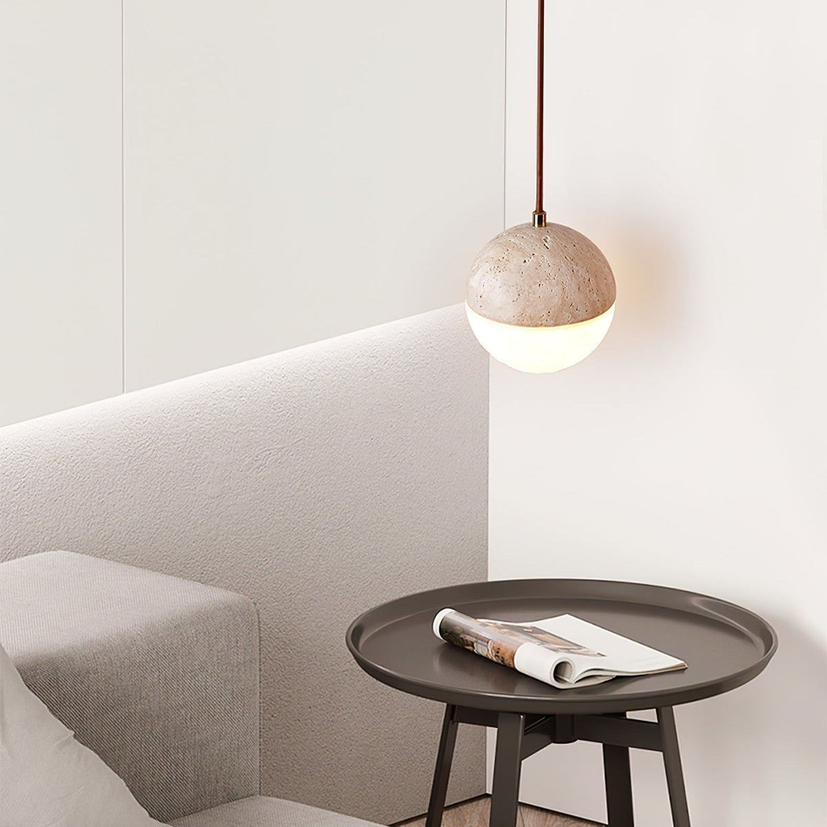 Soren Minimalist Travertine Pendant Light