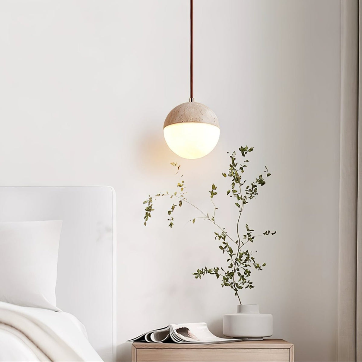 Soren Minimalist Travertine Pendant Light