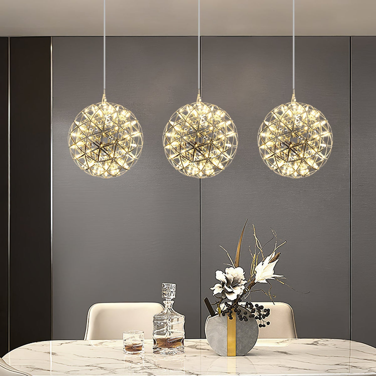 Delcourt Silver Spark Ball Pendant Light