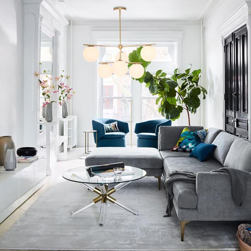 Leander Chandelier Sphere & Stem Modern Gold LED