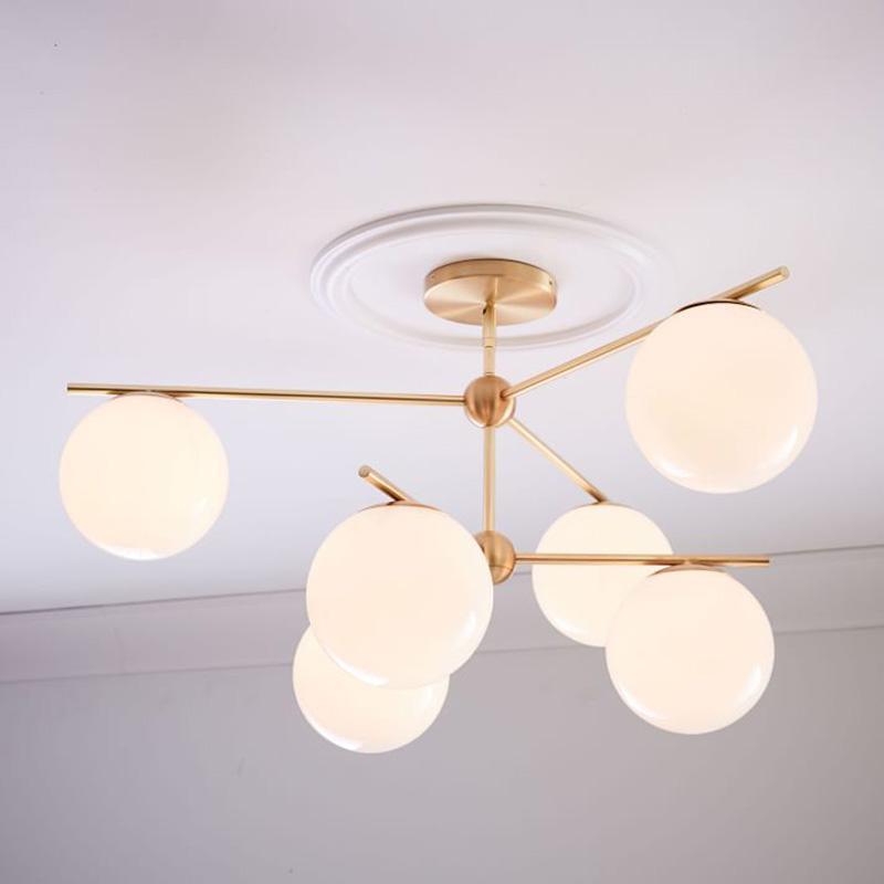 Leander Chandelier Sphere & Stem Modern Gold LED