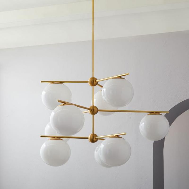 Leander Chandelier Sphere & Stem Modern Gold LED