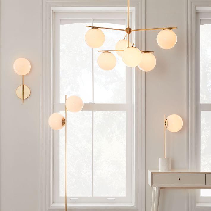 Leander Chandelier Sphere & Stem Modern Gold LED